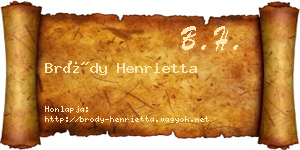 Bródy Henrietta névjegykártya